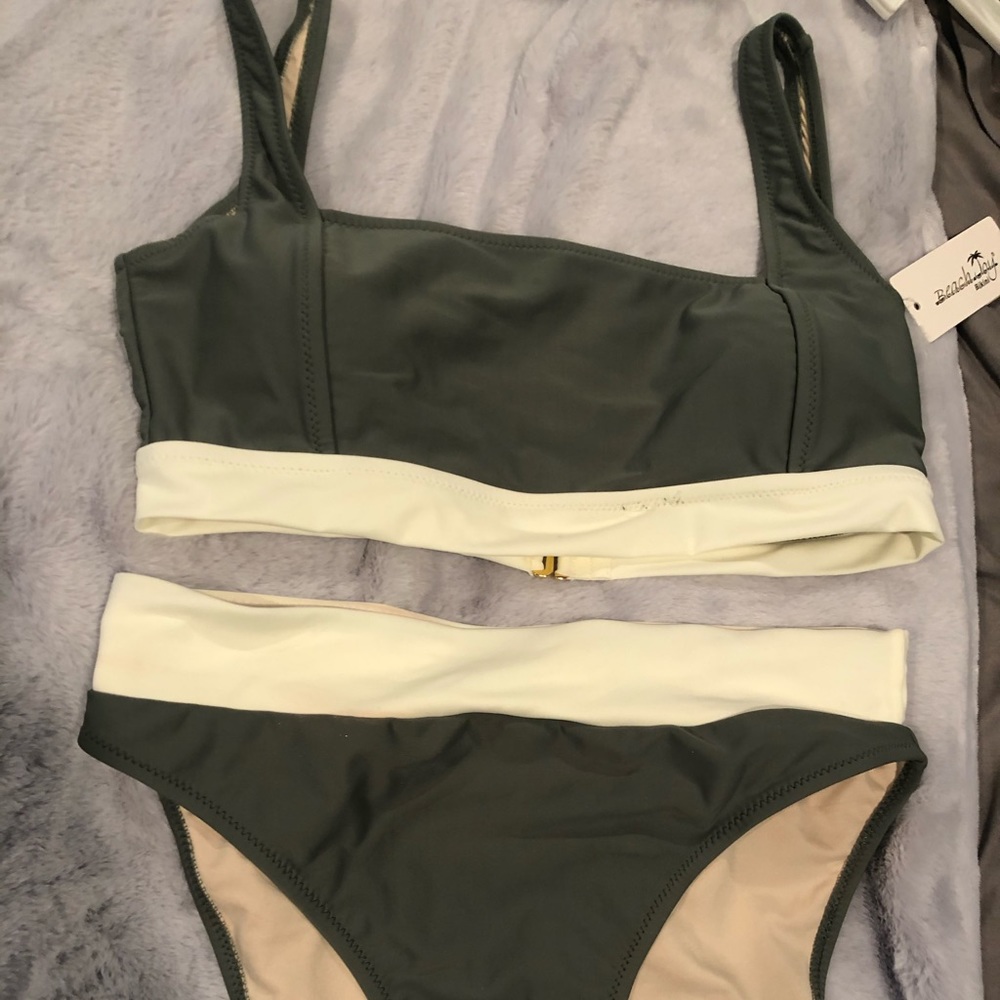 Army Green and Creme colored Bikini